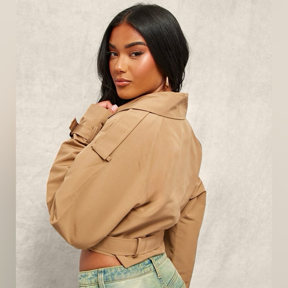 PrettyLittleThing Camel Cropped Jacket - Picture 2 of 4